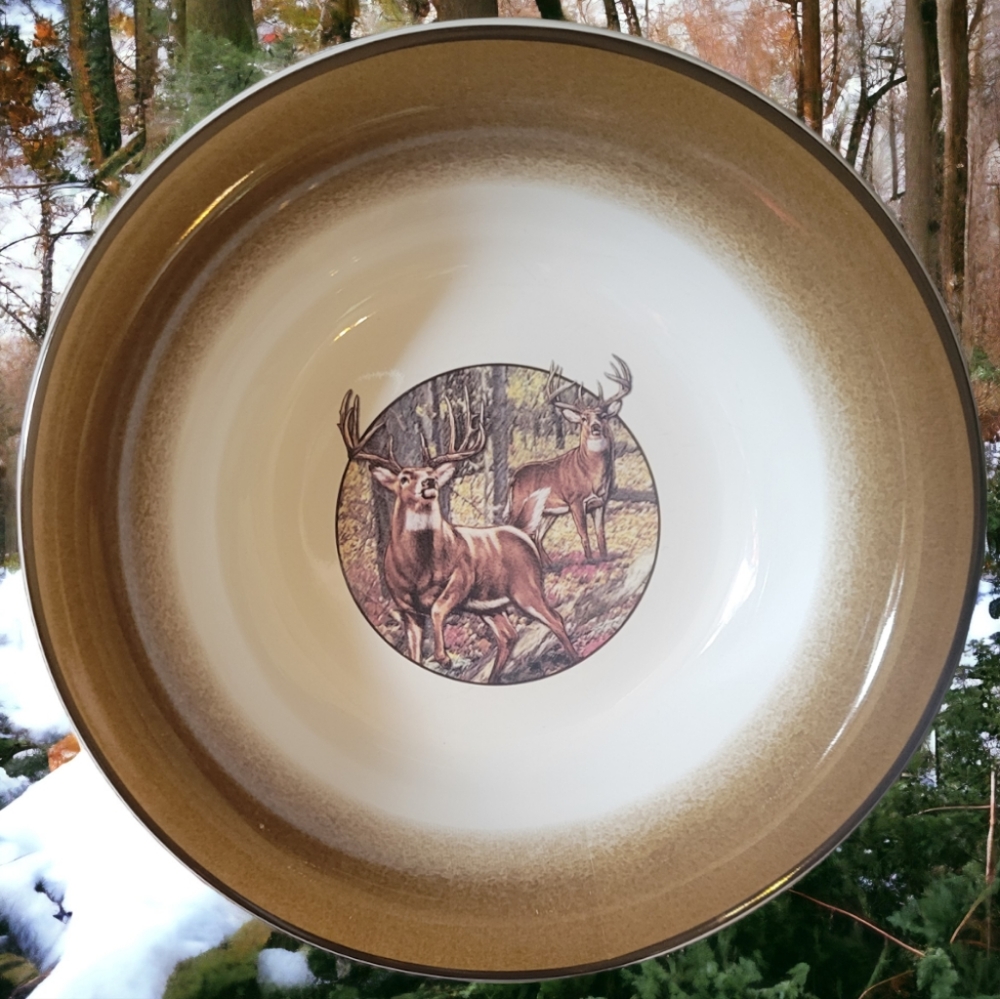 1 Vtg Buck Wear Soup Chili Salad Cereal Bowl White Tail Deer Wildlife Cabin Home